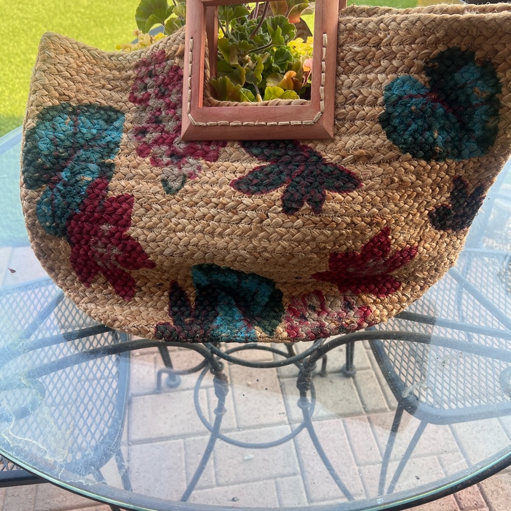 Antik Kraft Anthropologie Natural Jute Woven Tote Bag